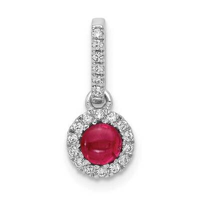 Cabochon .38 Ruby Halo Pendant 14k White Gold Diamond PM4031-RU-009-WA, MPN: PM4031-RU-009-WA, 8839…