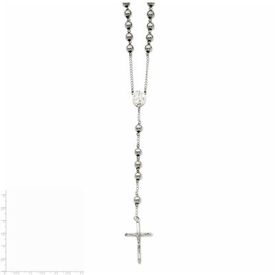 8mm Bead Rosary Necklace - Stainless Steel SRN810 by Chisel, MPN: SRN810, 886774171340