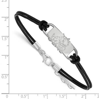 Texas Christian U. Small Center Leather Bracelet Sterling Silver Rhodium-plated SS046TCU-7, MPN: SS…