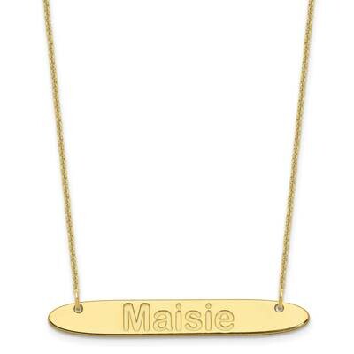 Polished Oblong Arial Rounded Bar Necklace 10k Gold Medium 10XNA1238Y, MPN: 10XNA1238Y, 196904158845