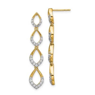 Dangle Diamond Post Earrings 14k Gold Polished EM8514-055-YA, MPN: EM8514-055-YA, 883957971896