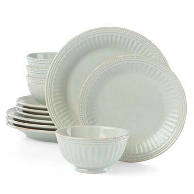 Lenox French Perle Groove 12-Piece Dinnerware Set White 870009, MPN: 870009,