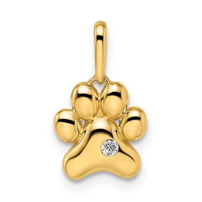 Paw Print Pendant 14k Gold CZ Diamond GK1094 by Madi K, MPN: GK1094, 883957345611