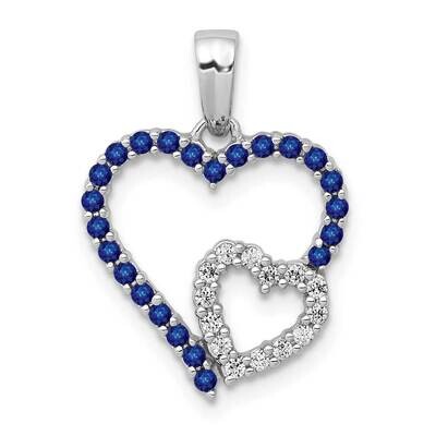 Sapphire Double Heart Pendant 14k White Gold Diamond PM5289-SA-010-WA, MPN: PM5289-SA-010-WA, 84364…