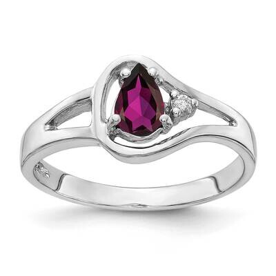 6x4mm Pear Rhodolite Garnet AA Diamond Ring 14k White Gold Y2071RG/AA, MPN: Y2071RG/AA, 883957691756