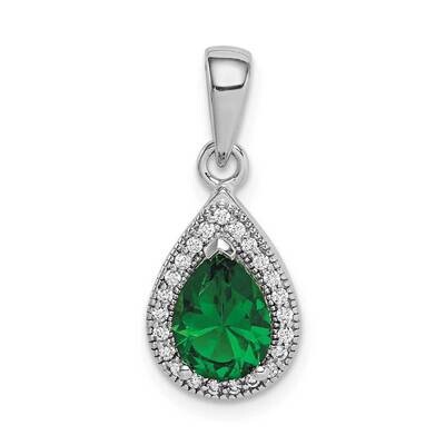 Green &amp; Clear CZ Diamond Pendant Sterling Silver Rhodium Plated QP5247MAY, MPN: QP5247MAY, 88677409…
