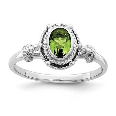 Green Oval CZ Diamond Stone Ring Sterling Silver Rhodium-plated QR7030, MPN: QR7030, 886774016276