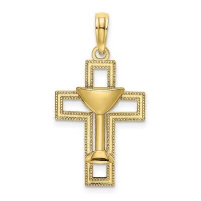 Cross with Communion Cup Charm 10k Gold Polished 10K8546, MPN: 10K8546,