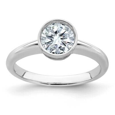 1ct. D E F Pure Light Round Bezel Moissanite Solitaire Ring 14k White Gold RM6784-100-WMP, MPN: RM6…