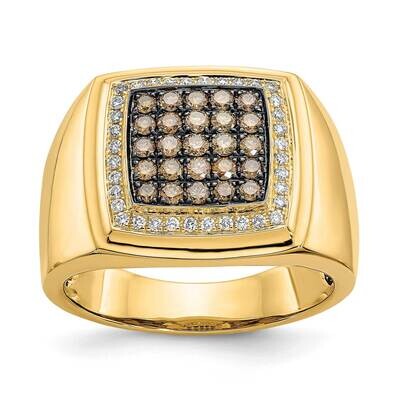 Champagne and White Diamond Mens Ring 14k Gold RM5833-CH-088-YA, MPN: RM5833-CH-088-YA, 191101079740