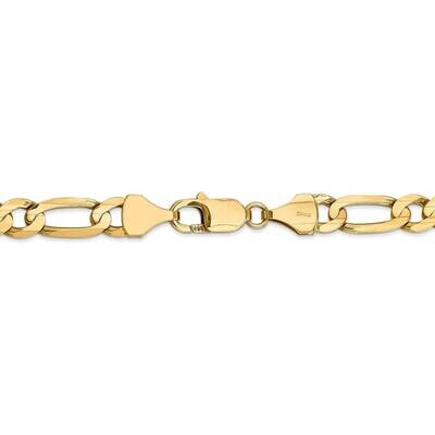 28 Inch 7.5mm Concave Open Figaro Chain 14k Yellow Gold LFG200-28, MPN: LFG200-28, 191101833458