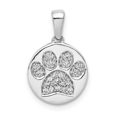 Paw Print In Circle Pendant 14k White Gold Diamond PM4125-011-WA, MPN: PM4125-011-WA, 883957298030