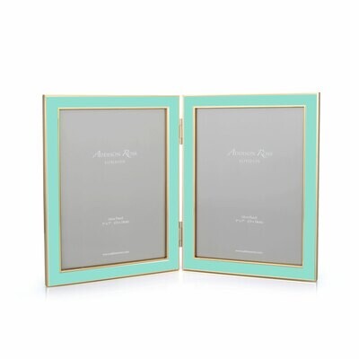 Addison Ross Turquoise Blue Enamel &amp; Gold Double Picture Frame 5 x 7 Inch e-Gold Plating FR1125, MP…