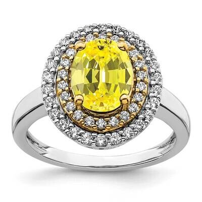 Created Yellow Sapphire Ring 14k Two-tone Gold Lab Grown Diamond RM7500-CYS-050-WYLG, MPN: RM7500-C…