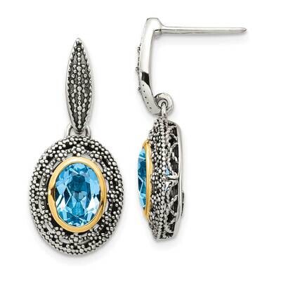 Light Swiss Blue Topaz Earrings Sterling Silver with 14k Gold Accent QTC1620, MPN: QTC1620, 8839576…