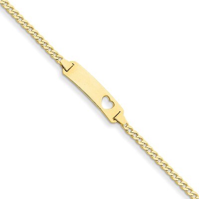 Curb Link ID, Plate with Cut-out Heart Bracelet 7 Inch 14k Gold LID10-7, MPN: LID10-7, 883957352992