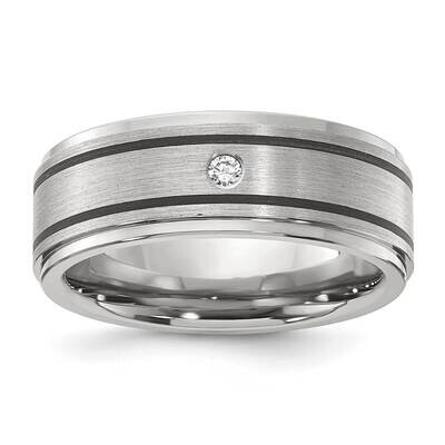 Titanium 8mm Brushed Finish 0.05ct Diamond with Black Stripes Band NST69-7