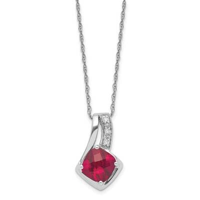 10k Gold White Gold Created Ruby and Diamond Necklace PXS2299/CRRU-0WBS53