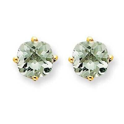 6mm Cushion Checker-Cut Green Quartz Earring 14k Gold XE107CG, MPN: XE107CG, 883957090665