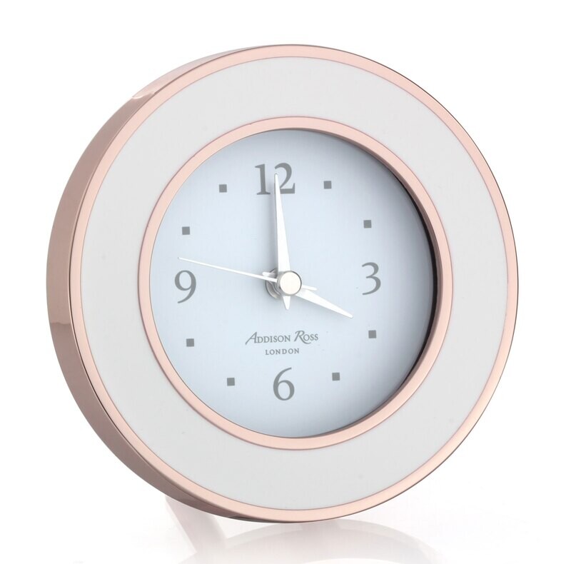 Addison Ross Rose Gold & White Silent Alarm Clock 4 x 4 Inche-Gold Plating FR5550