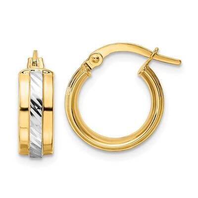 Diamond-Cut Hoop Earrings 14k Gold with White Rhodium YE1907, MPN: YE1907, 716838359851