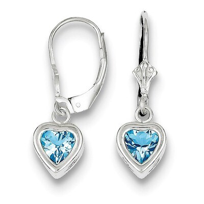 6mm Heart Blue Topaz Leverback Earrings Sterling Silver QE2047BT, MPN: QE2047BT, 883957226972