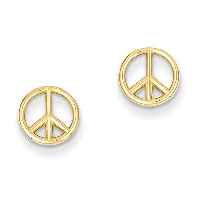 Peace Symbol Post Earrings 14k Gold Polished K4516, MPN: K4516, 637218143016