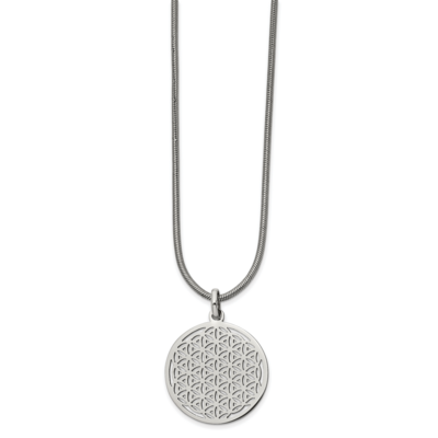 Flower Cut-out Small Circle 18 Inch Necklace Stainless Steel Polished SRN2520-18 by Chisel, MPN: SR…