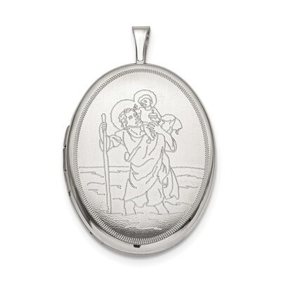 20mm Saint Christopher Oval Locket Sterling Silver QLS786, MPN: QLS786,