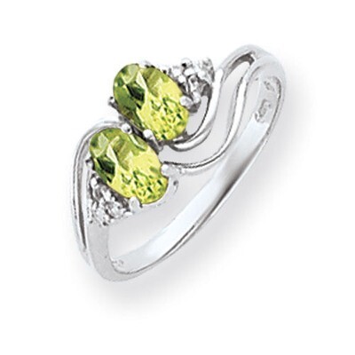 Peridot Diamond Ring 14k white Gold 6x4mm Oval Y4618PE/A, MPN: Y4618PE/A, 883957468501