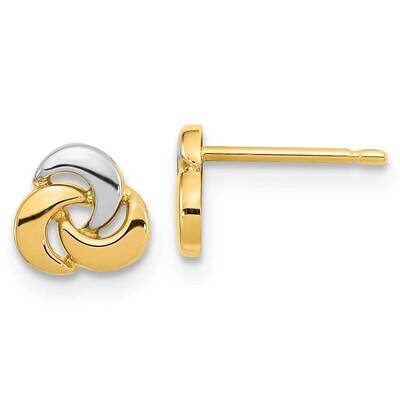 White Rhodium Knot Post Earrings 14k Gold Polished YE1938, MPN: YE1938, 191101799594