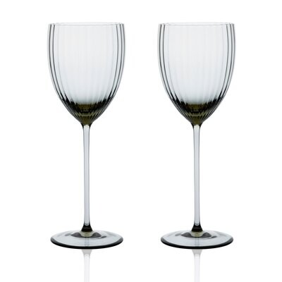 Caskata Quinn Optic White Wine Glasses Set of 2 Smoke GL-OWWIN-100, MPN: GL-OWWIN-100, 817325010290