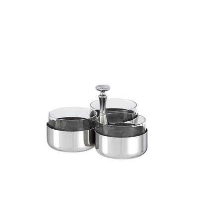 Sambonet Elite Relish Dish 3 Comp. With Crystal Insert 55088-03, MPN: 55088-03, 790955946439