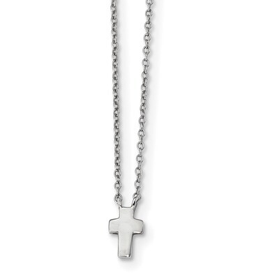 2 inch Extender Polished Cross Necklace 15 Inch Sterling Silver Rhodium-plated QG4401-15, MPN: QG44…