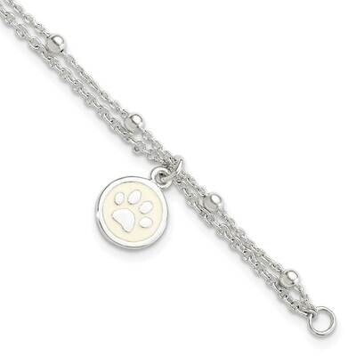 2-Strand Heart and Enameled Paw Print Bracelet Sterling Silver QG5778-7.5, MPN: QG5778-7.5, 1969041…
