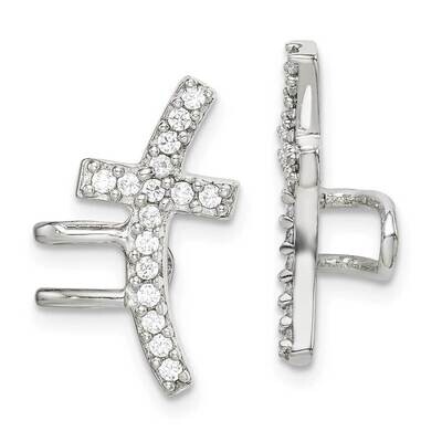 Ear Cuff Sterling Silver CZ Diamond QE15423, MPN: QE15423, 886774100081