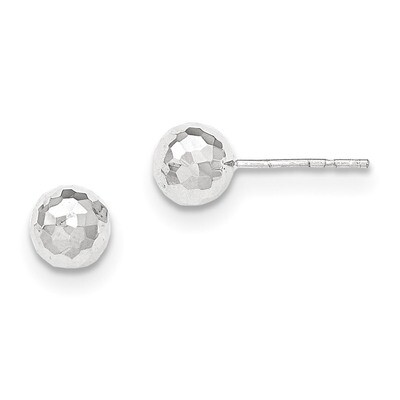 Polished Diamond Cut 7mm Ball Post Earrings 14k white Gold H1015, MPN: H1015, 191101010163