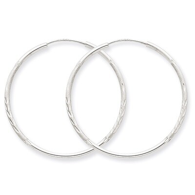 1.5mm Diamond-cut Endless Hoop Earrings 14k White Gold XY1194, MPN: XY1194, 883957299792