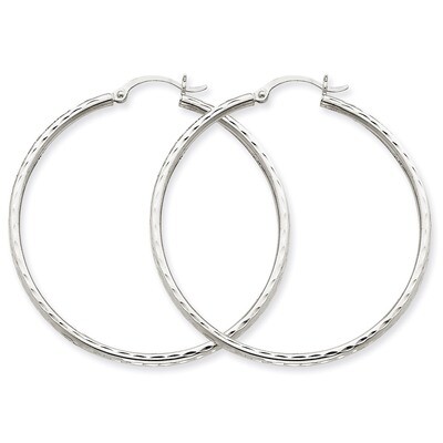 Diamond-cut 2mm Round Tube Hoop Earrings 14k White Gold TC226, MPN: TC226, 883957289038