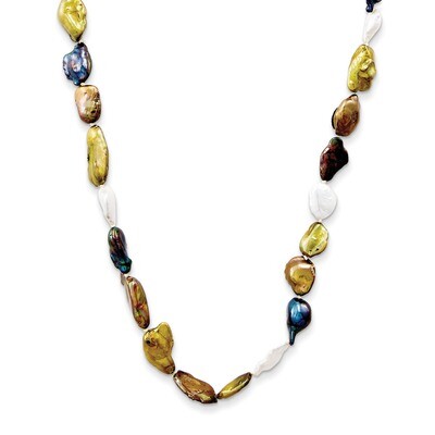 Black-Bronze-Copper-White 10-11mm FW Cultured Pearl Necklace Bronze QH3016-32