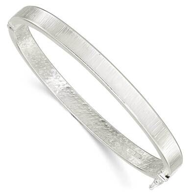 Textured Hinged Bangle Sterling Silver Polished QB1421, MPN: QB1421, 196904155226