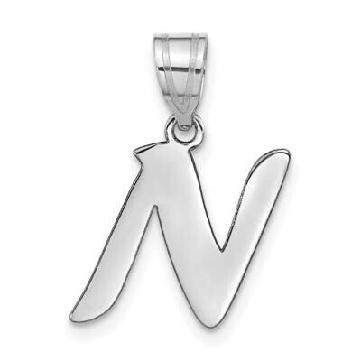 Script Letter N Initial Pendant 14k White Gold Polished YC1438WN, MPN: YC1438WN, 196904086674