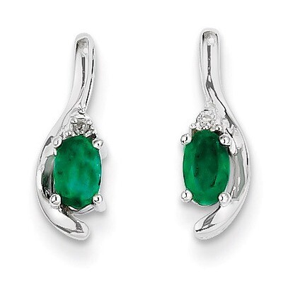 Emerald Diamond Earring 14k White Gold Genuine XBS381, MPN: XBS381, 883957413808