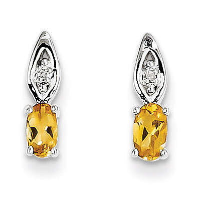 Citrine Diamond Earring 14k White Gold Genuine XBS325, MPN: XBS325, 883957575766