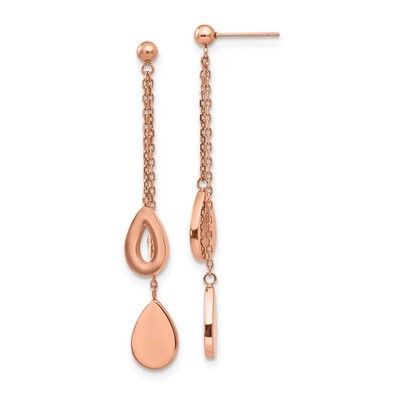 Rose IP-plated Post Dangle Earrings Stainless Steel Polished SRE1248 by Chisel, MPN: SRE1248, 19110…
