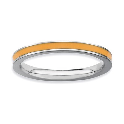 Orange Enameled 2.25mm Ring - Sterling Silver QSK148, MPN: QSK148, 883957126982