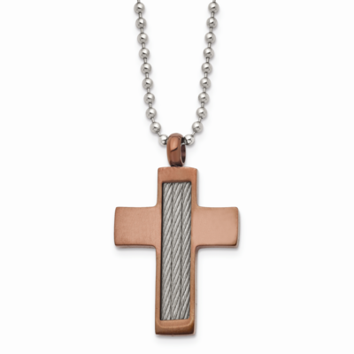 Brown IP-plated Cross 24 Inch Necklace Stainless Steel SRN357-24 by Chisel, MPN: SRN357-24, 8839577…
