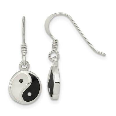 Mother of Pearl and Black Resin Yin Yang Dangle Earrings Sterling Silver QE15661, MPN: QE15661, 196…