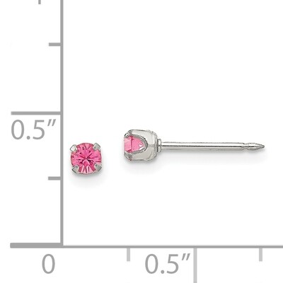 3mm Rose Crystal Earrings Stainless Steel Polished 177E, MPN: 177E,