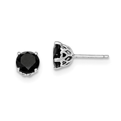 Black Sapphire Post Earrings Sterling Silver Rhodium-plated QE12151, MPN: QE12151, 191101077289
